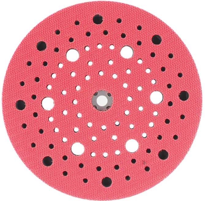 Фото RoxelPro Оправка для шлифовальных кругов FUSION 150мм на липучке, 5/16"+М8, 97 отв, средней жёсткости RPR-195627 