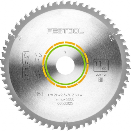 Фото Festool Пильный диск 216x2,3x30 W60 FST-500125 
