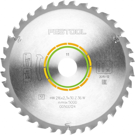 Фото Festool Пильный диск 216x2,3x30 W36 FST-500124 