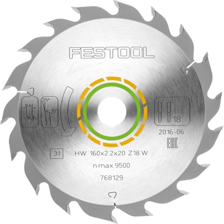 Фото Festool Пильный диск 160x2,2x20 W18 FST-768129 