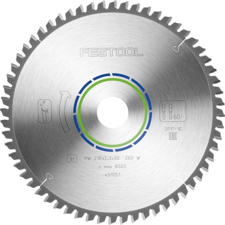 Фото Festool Пильный диск 216x2,3x30W60 FST-491051 