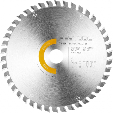 Фото Festool Пильный диск 160x1,8x20 WD42 205553 FST-205553 