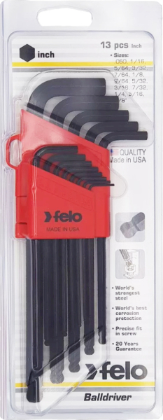 Фото Felo Набор Г-образных ключей с шаровым окончанием HEX (SW), 13 ед FLO-37513001 