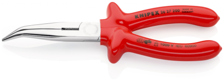 KNIPEX Длинногубцы длинные изогнутые с резцом VDE 200 мм